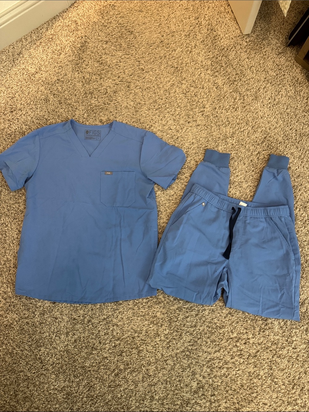 Figs Scrubs Blue Shirt and Joggers Set